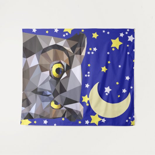 Modern Geometric Owl & Night Sky Wandkleed (Voorkant (horizontaal))