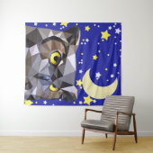 Modern Geometric Owl & Night Sky Wandkleed (In Situ (horizontaal))