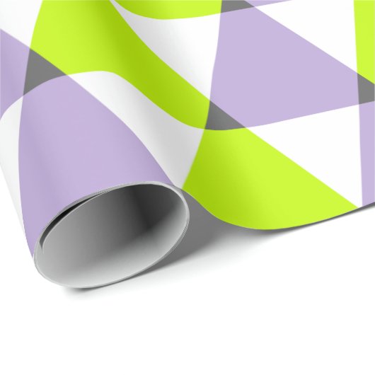 Modern Geometric Paars Green Triangles Pattern Cadeaupapier (Rol Hoek)