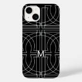 Modern Geometric Pattern Black White Monogramed Case-Mate iPhone Case (Achterkant)