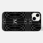 Modern Geometric Pattern Black White Monogramed Case-Mate iPhone Case (Achterkant (horizontaal))