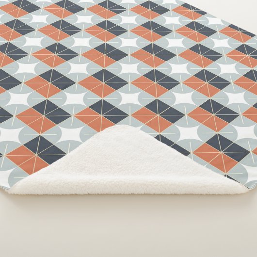 Modern Geometric Pattern in Terracotta, Navy Sherpa Deken (3/4)