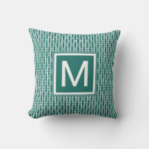 Modern Geometric Pattern Monogrammed Green