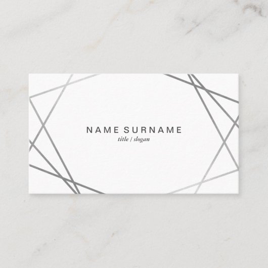 Modern Geometric Pattern Silver Visitekaartje (Voorkant)