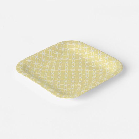 Modern Geometric Pattern Sunny Pastel Yellow Papieren Bordje (Gebogen)