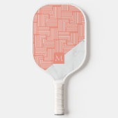Modern Geometric Pattern White Marble Monogrm Pickleball Paddle (Voorkant)