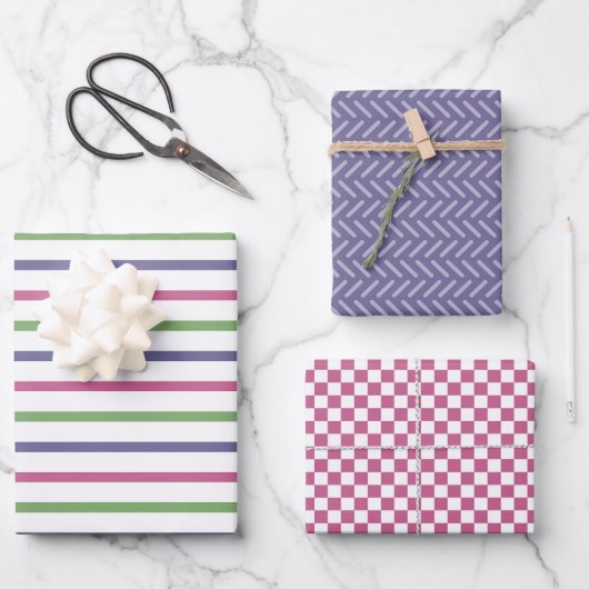 Modern geometric patterns in blue, green, purple inpakpapier vel (Voorkant)