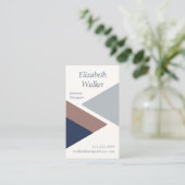 Modern Geometric Personalized Blue en Brown Visitekaartje (Staand voorkant)