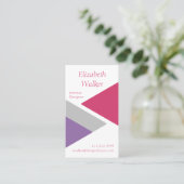 Modern Geometric Personalized Paars and Pink Visitekaartje (Staand voorkant)