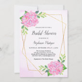 Modern Geometric Pink Hydrangea Vrijgezellenfeest Kaart (Voorkant)