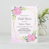 Modern Geometric Pink Hydrangea Vrijgezellenfeest Kaart (Staand voorkant)