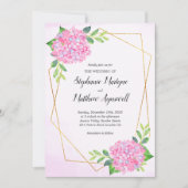 Modern Geometric Pink Hydrangea Wedding Kaart (Voorkant)