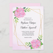 Modern Geometric Pink Hydrangea Wedding Kaart (Voorkant / Achterkant)