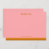 Modern Geometric Pink Orange Bridal Shower Custom Bedankkaart (Voorkant / Achterkant)