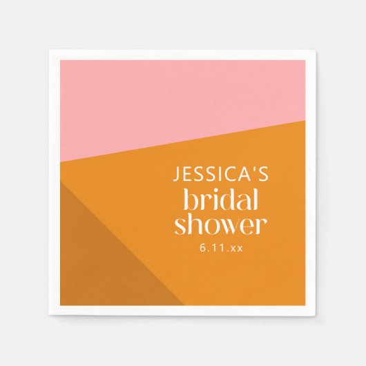 Modern Geometric Pink Orange Custom Bridal Shower  Servet (Voorkant)