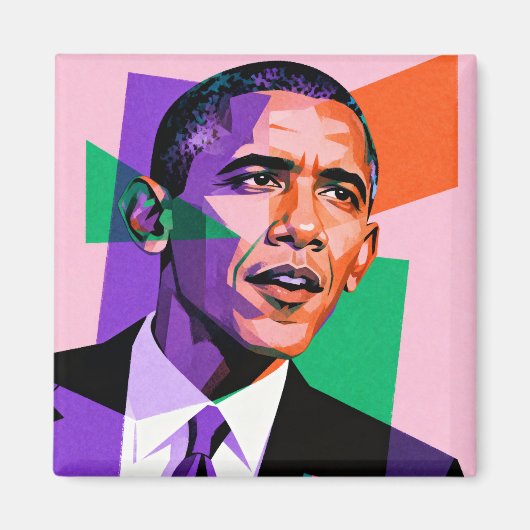 Modern Geometric Portrait of Barack Obama Magneet (Voorkant)
