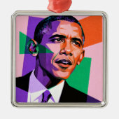 Modern Geometric Portrait of Barack Obama Metalen Ornament (Voorkant)
