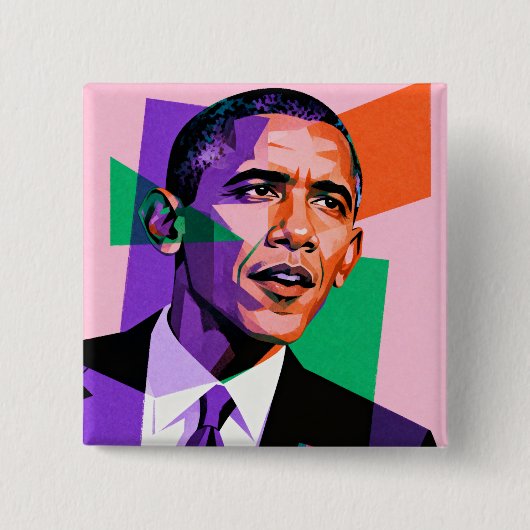 Modern Geometric Portrait of Barack Obama Vierkante Button 5,1 Cm (Voorkant)