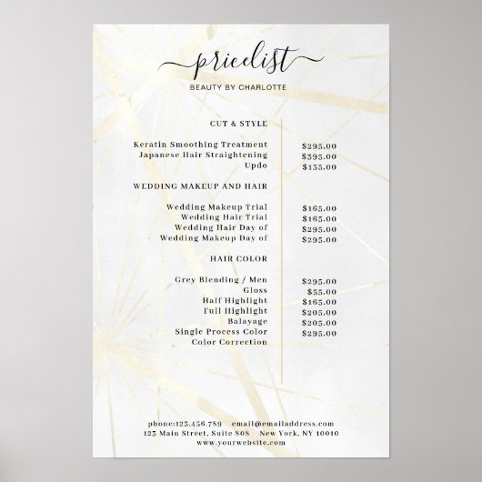 Modern Geometric Price List Poster (Voorkant)
