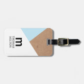 Modern Geometric Printed Kraft White Blue Bagagelabel (Voorkant horizontaal)
