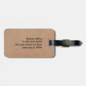 Modern Geometric Printed Kraft White Blue Bagagelabel (Achterkant horizontaal)