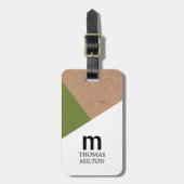 Modern Geometric Printed Kraft White Green Bagagelabel (Voorkant verticaal)