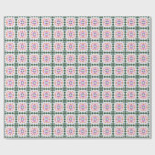 Modern Geometric Quilt Block Pattern Green Paars Cadeaupapier (Vlak)