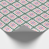 Modern Geometric Quilt Block Pattern Green Paars Cadeaupapier (Hoek)