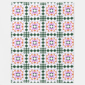 Modern Geometric Quilt Block Pattern Green Paars Fleece Deken (Voorkant)
