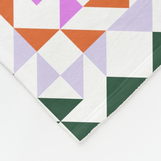 Modern Geometric Quilt Block Pattern Green Paars Fleece Deken (Hoek)