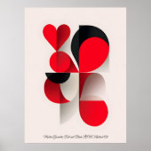 Modern Geometric Red and Black LOVE Abstract Art Poster (Voorkant)