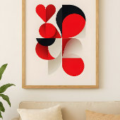 Modern Geometric Red and Black LOVE Abstract Art Poster