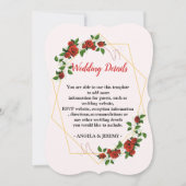 Modern Geometric Red Floral-weddin Reception Detai Kaart (Voorkant)