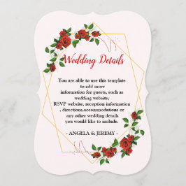 Modern Geometric Red Floral-weddin Reception Detai Kaart