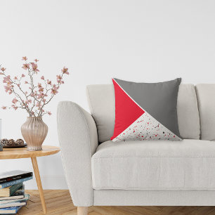 Modern Geometric Red Gray Terrazzo Kussen