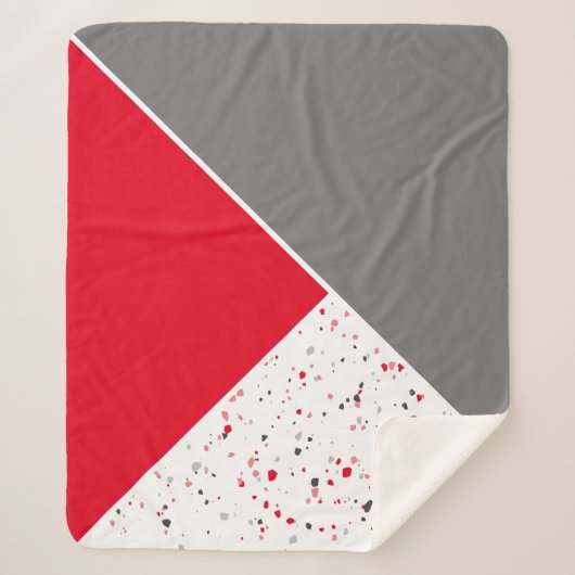 Modern Geometric Red Gray Terrazzo Sherpa Deken (Voorkant)