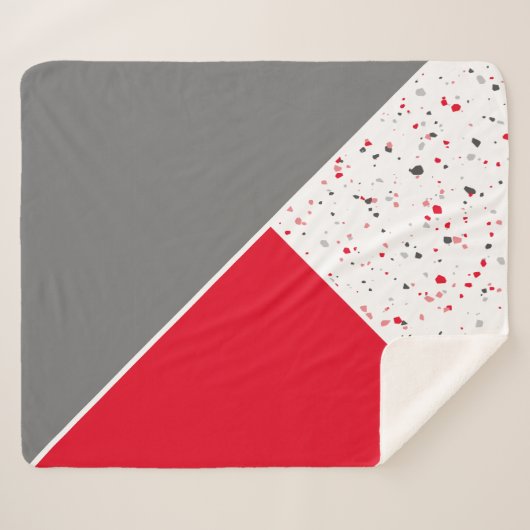 Modern Geometric Red Gray Terrazzo Sherpa Deken (Voorkant (horizontaal))