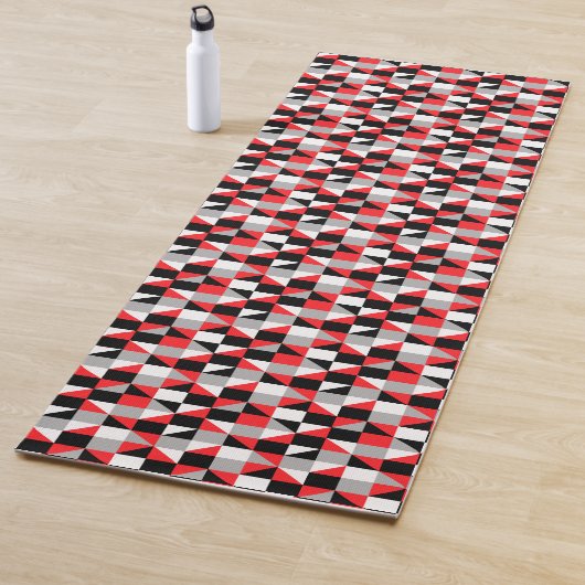 Modern Geometric Red Grey Black Pattern Yogamat (In situ)