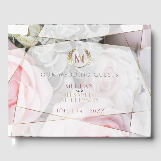 Modern Geometric Roses Wedding Guest Book Gastenboek (Voorkant)