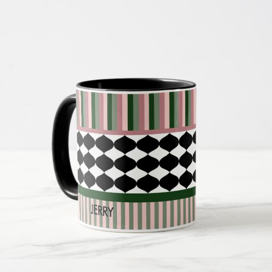 Modern Geometric Sage Green Pink Personalized Mok (Voorkant links)
