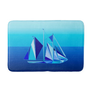 Modern Geometric Sailboat / Yacht, Cobalt Blue Badmat