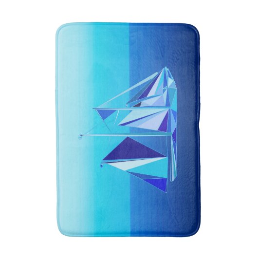 Modern Geometric Sailboat / Yacht, Cobalt Blue Badmat (Voorkant Verticaal)