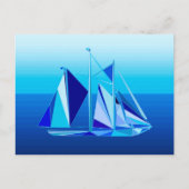 Modern Geometric Sailboat / Yacht, Cobalt Blue Briefkaart (Voorkant)
