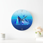 Modern Geometric Sailboat / Yacht, Cobalt Blue Grote Klok (Huis)