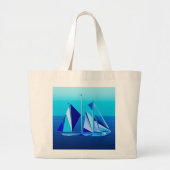 Modern Geometric Sailboat / Yacht, Cobalt Blue Grote Tote Bag (Voorkant)