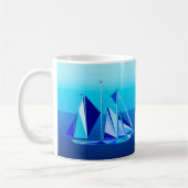 Modern Geometric Sailboat / Yacht, Cobalt Blue Koffiemok (Links)