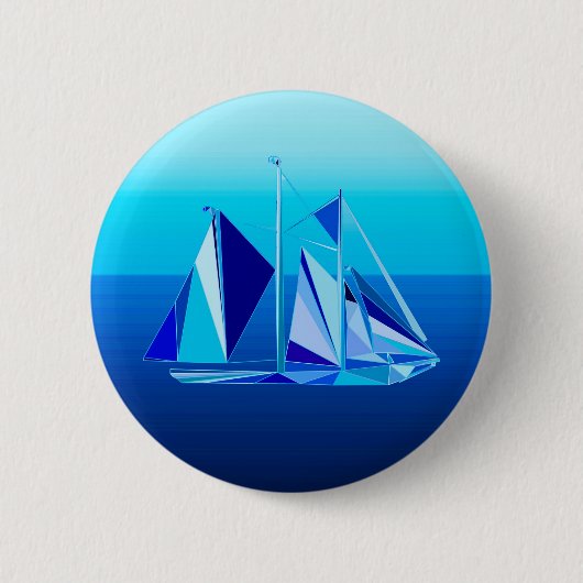 Modern Geometric Sailboat / Yacht, Cobalt Blue Ronde Button 5,7 Cm (Voorkant)