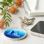 Modern Geometric Sailboat / Yacht, Cobalt Blue Sleutelhanger (Zijkant)