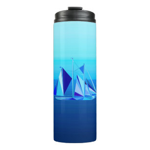Modern Geometric Sailboat / Yacht, Cobalt Blue Thermosbeker