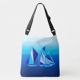 Modern Geometric Sailboat / Yacht, Cobalt Blue Tote Bag